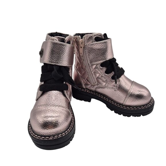 Kurt Geiger London Girl's  Metallic Pink Leather Strap Ankle  Boots Size 5 C (44 - Picture 3 of 10